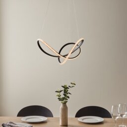 Inez LED Ceiling Pendant Light In Textured Black Finish With Clear Faceted Acrylic 55 cm