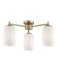Franklite FL2387-3 Three Light Flush Ceiling Light In Matt Gold With Opal Glass Shades
