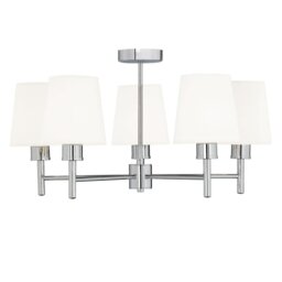 Franklite Turin FL2126/5/1123 Five Light Semi Flush Ceiling Light In Chrome With Fabric Shades