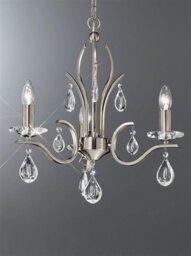 Franklite FL2298/3 Willow 3 Light Satin Nickel and Crystal Chandelier