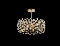 Fusion Semi Flush 8 Light in a French Gold Finish and Clear Crystal