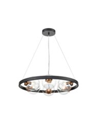 Franklite Ring 6 Light Ceiling Pendant Light In Matt Black And Antique Gold Finish FL2426-6