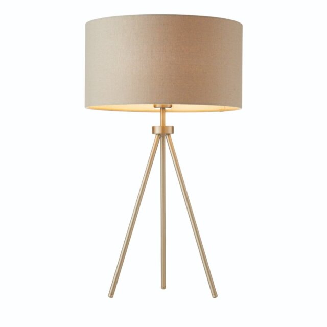 Endon 66986 Tri Tripod Table Lamp in Matt Nickel Finish With Grey Shade