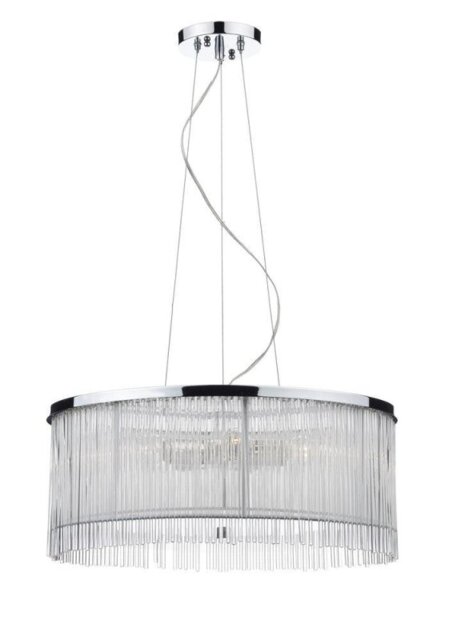Dar JAP032 Japan 3 Light Tiered Chrome and Glass Pendant