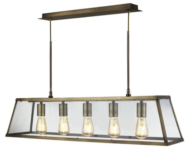 Searchlight 4614-5AB Voyager 5 Light Linear Ceiling Light In Antique Brass