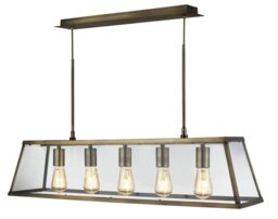 Searchlight 4614-5AB Voyager 5 Light Linear Ceiling Light In Antique Brass