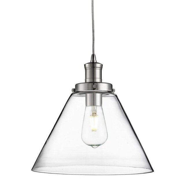 Searchlight 3228CC Pyramid 1 Light Ceiling Light In Chrome With Clear Glass