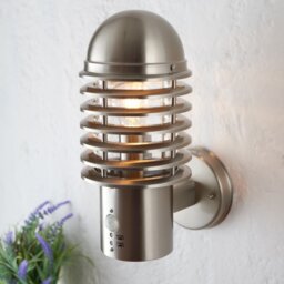 Endon 72381 Louvre PIR One Light Outdoor Wall Light In Brushed Stainless Steel