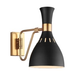 FE-JOAN1-MB Joan 1 Light Wall Light In Midnight Black And Burnished Brass