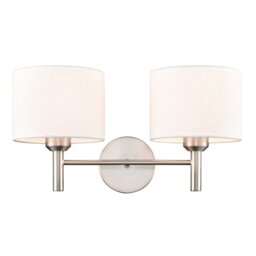 Franklite Barolo 2 Light Wall Light In Satin Nickel With Off White Shades FL2494-2