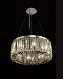 Baden 60 cm Round Pendant Chandelier In Polished Chrome Finish With Crystal Glass