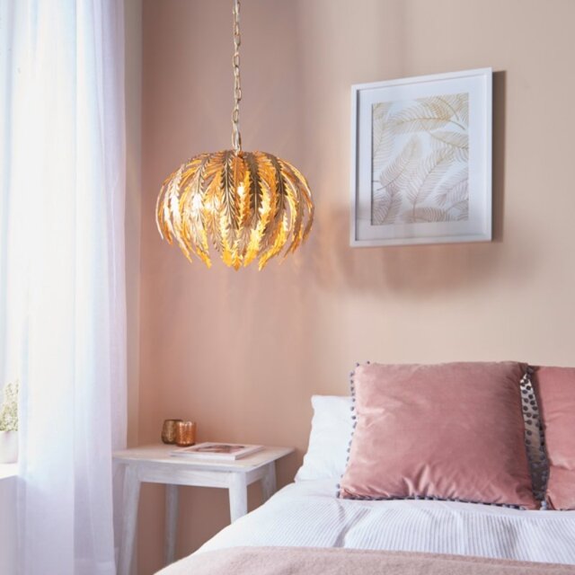 Endon 76360 Delphine 3 Light Ceiling Pendant In Gold Paint