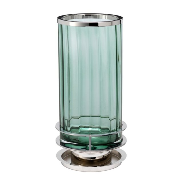 Quintiesse QN-ARNO-GREEN-PN Arno Table Lamp In Polished Nickel With Green Tinted Glass