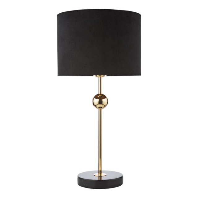 Dar Lighting Jillian Table Lamp In Polished Gold With Shade And Marble Stand