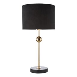Dar Lighting Jillian Table Lamp In Polished Gold With Shade And Marble Stand