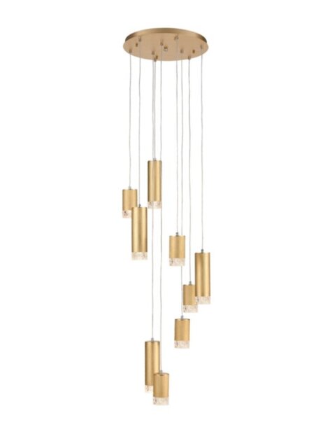 Franklite FL2415-9 Cordelia 9 Light Cluster Ceiling Pendant Light In Satin Brushed Gold Finish