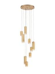 Franklite FL2415-9 Cordelia 9 Light Cluster Ceiling Pendant Light In Satin Brushed Gold Finish