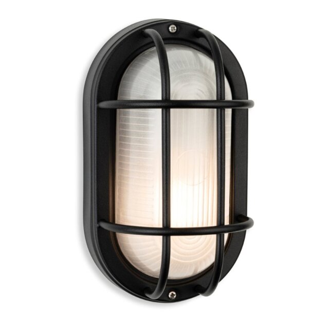 Firstlight 3820BK Lugo Outdoor Bulkhead Wall Light In Black With Frosted Glass IP44