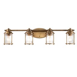 Quintiesse QN-ASHLANDBAY4-NBR-BATH Ashland Bay 4 Light Wall Light In Natural Brass Finish IP44