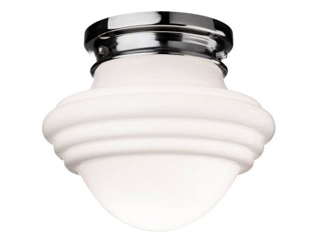 Firstlight 4944CH Art Deco Flush Ceiling Light In Chrome And Opal White Glass