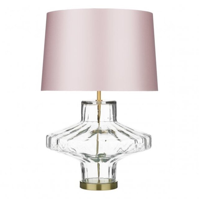 David Hunt Lighting VIE4308+TAP4006 Vienna Table Lamp In Clear Glass With Pink Shade