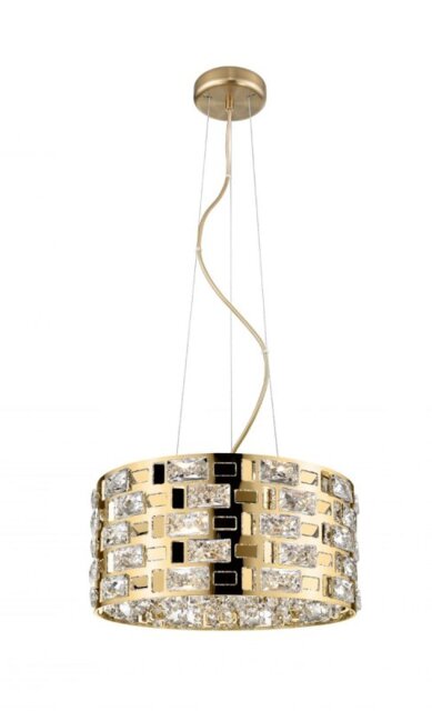 Impex Lola 5 Light Crystal Ceiling Pendant Light In Matt Gold Finish
