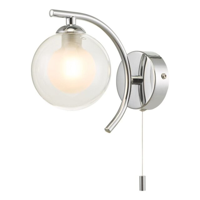 Dar Wisebuys Nakita Wall Light In Polished Chrome Finish With Double Glass Shade