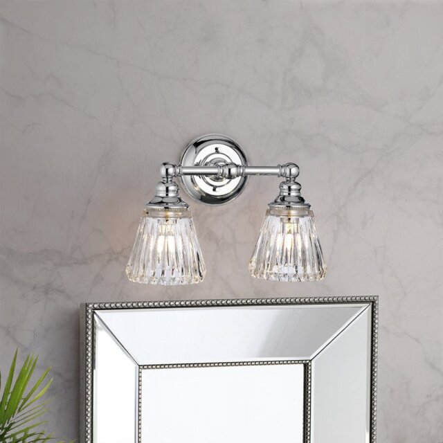 Quintiesse QN-KEYNES2-BATH Keynes 2 Light Bathroom Wall Light In Polished Chrome IP44