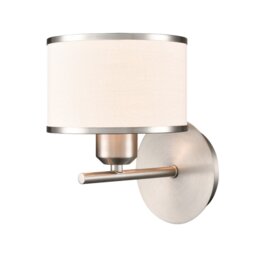 Franklite Polaris Single Wall Light In Satin Nickel With Fabric Shade FL2497-1
