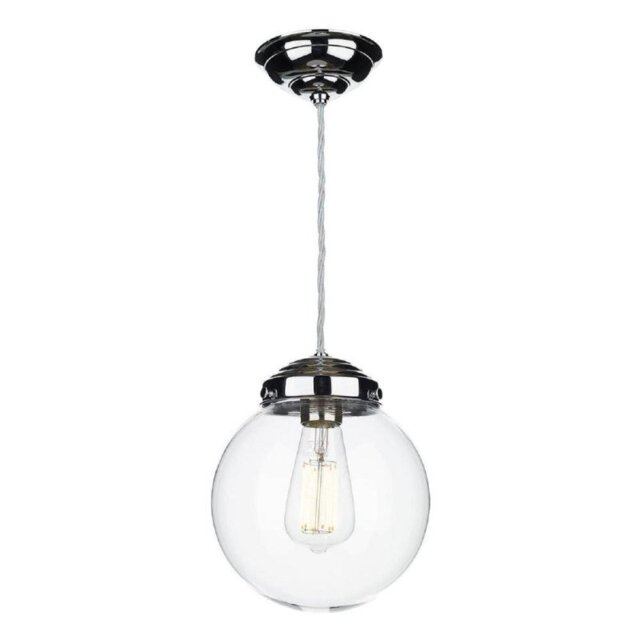 David Hunt Lighting FAI0150 Fairfax 1 Light Ceiling Pendant In Polished Chrome With Clear Glass Shade