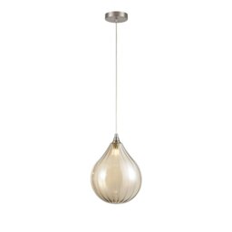 Franklite Perry 1 Light Large Ceiling Pendant With Amber Glass Shade PCH244-360