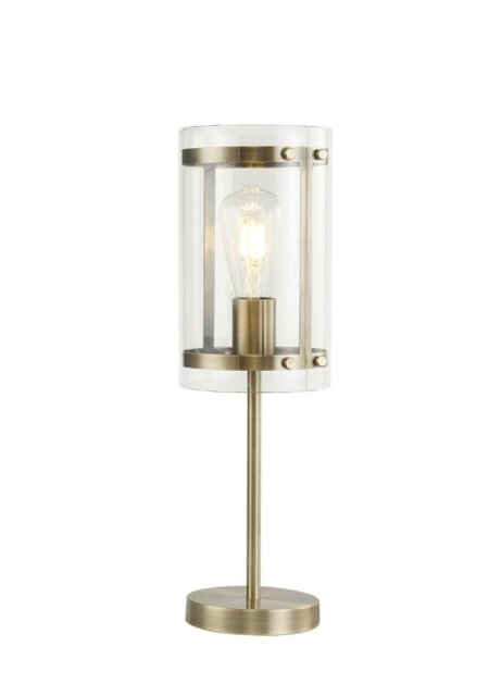 York Table Lamp In Antique Brass Finish With Clear Glass Shade