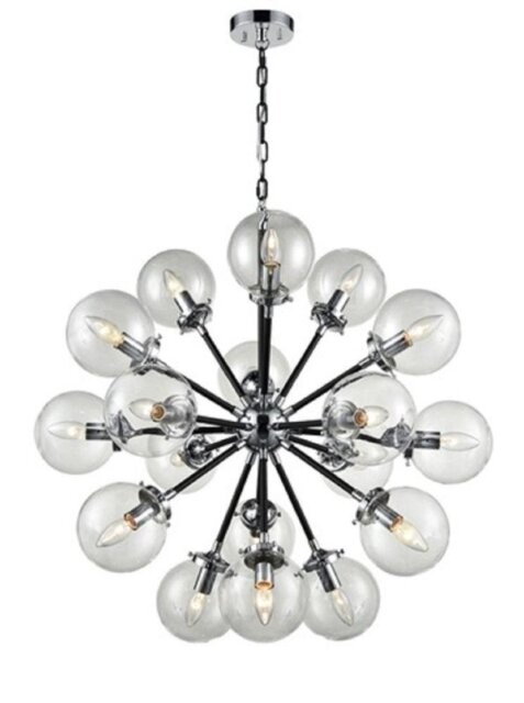 Franklite Reaction FL2369/18 18 Light Ceiling Light In Matt Black/Chrome With Clear Glass Spheres