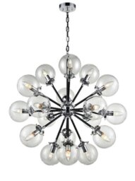 Franklite Reaction FL2369/18 18 Light Ceiling Light In Matt Black/Chrome With Clear Glass Spheres