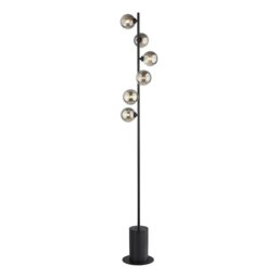 Dar Lighting Spiral 6 Light Floor Lamp In Matt Black With Round Smoked Glass SPI4922-01