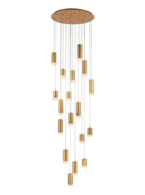 Franklite F2415-18 Cordelia 18 Light Cluster Ceiling Pendant Light In Satin Brushed Gold Finish