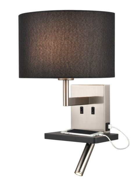 Franklite WB123/1183 Wall Light In Satin Nickel With Reading Light And Shelf