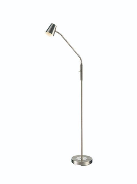 Franklite SL248 Flexible Reading Floor Lamp In Satin Nickel Finish