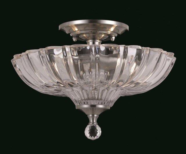 Impex SC911241/D Two Lt Glass Crystal Semi Flush Ceiling Fitting - product_finish:Antique Brass Finish Frame