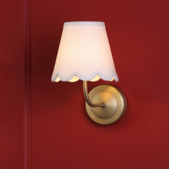 Dar Lighting Navarro Rechargeable LED Wall Light In Brass With Scalloped Shade