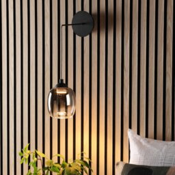 Dar Lighting Ramona LED Ceiling Pendant Or Wall Light In Matt Black With Ombre Glass