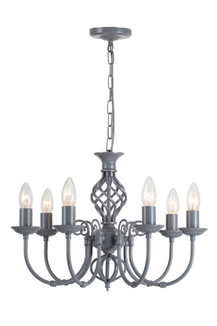 Barley 7 Light Classic Knot Twist Ceiling Light in Matt Grey