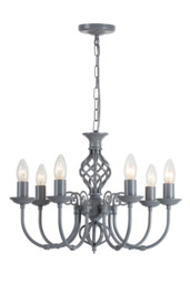 Barley 7 Light Classic Knot Twist Ceiling Light in Matt Grey