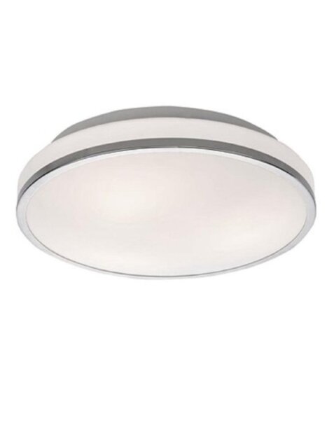 Franklite CF5783 Flush Ceiling Light With Chrome Edging, Backlight And Matt White Glass - Dia: 340mm
