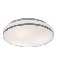 Franklite CF5783 Flush Ceiling Light With Chrome Edging, Backlight And Matt White Glass - Dia: 340mm