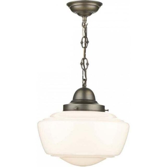 David Hunt Lighting STO012 Stowe 1 Light Antique Brass Opal Glass Ceiling Pendant