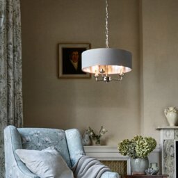 Laura Ashley Sorrento 3 Light Armed Fitting Ceiling Light in Polished Nickel with Silver Shade