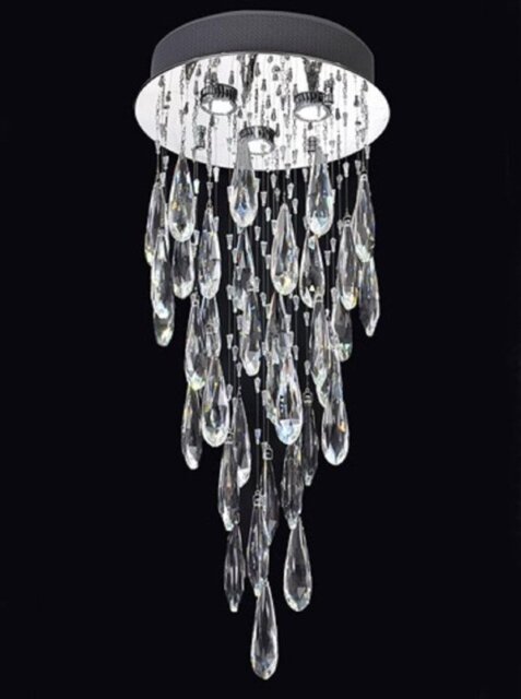 Franklite FL2320/3 Chrome 3 Light LED Crystal Ceiling Light