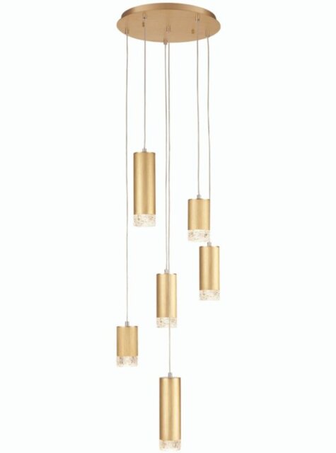 Franklite FL2415-6 Cordelia 6 Light Cluster Ceiling Pendant Light In Satin Brushed Gold Finish