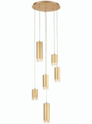 Franklite FL2415-6 Cordelia 6 Light Cluster Ceiling Pendant Light In Satin Brushed Gold Finish